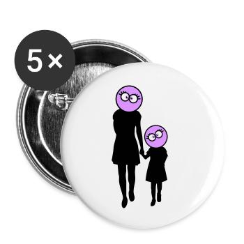 Silhouette familiale Chers enfants Parents Maman Papa - Lot de 5 petits badges (25 mm) - blanc - Devant