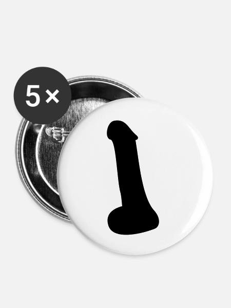 Penis - Buttons klein 25 mm (5er Pack) - Weiß