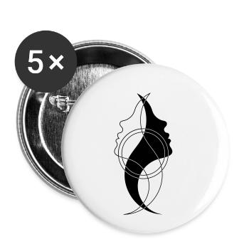 Visage - Visage abstrait - Lot de 5 petits badges (25 mm) - blanc - Devant