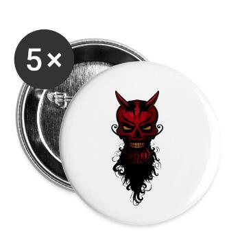 head of devil hipster lucifer skull crane ba - Buttons small 1''/25 mm (5-pack) - white - Front