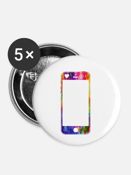 Handy mit Herz - Buttons klein 25 mm (5er Pack) - Weiß