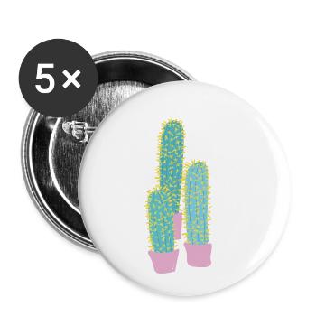 Bunter Kaktus - Buttons klein 25 mm (5er Pack) - Weiß - Vorne