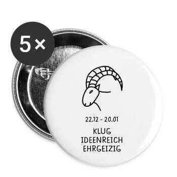 Steinbock Horoskop Eigenschaften Pro - Buttons klein 25 mm (5er Pack) - Weiß - Vorne