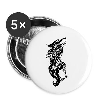 wolf, eagle and lion - Buttons small 1''/25 mm (5-pack) - white - Front