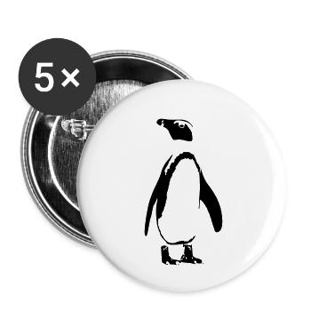 Contour de pingouin noir - Lot de 5 petits badges (25 mm) - blanc - Devant