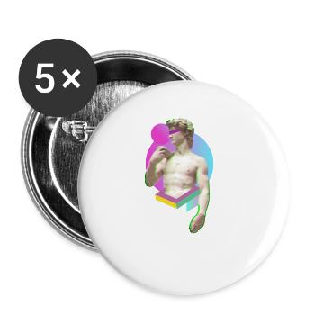 Michel-Ange David Statue Moderne Urbain Cadeau - Lot de 5 petits badges (25 mm) - blanc - Devant