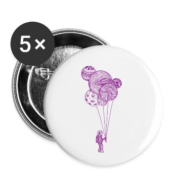 Astronaut mit Planetenballons - Buttons klein 25 mm (5er Pack) - Weiß - Vorne