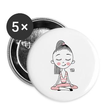 yoga - Lot de 5 petits badges (25 mm) - blanc - Devant