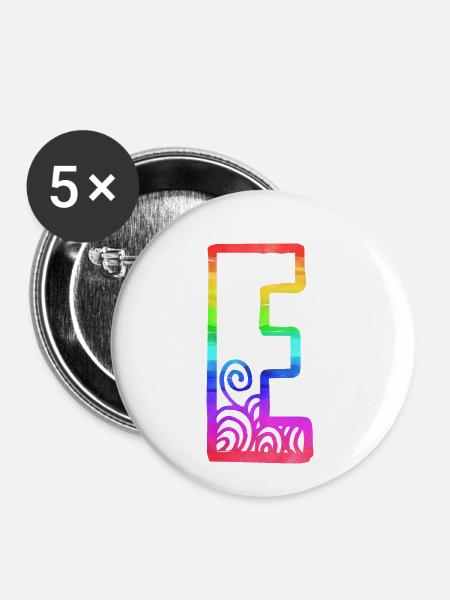 regenbogen e - Buttons klein 25 mm (5er Pack) - Weiß