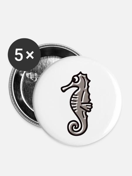 Seepferd - Buttons klein 25 mm (5er Pack) - Weiß