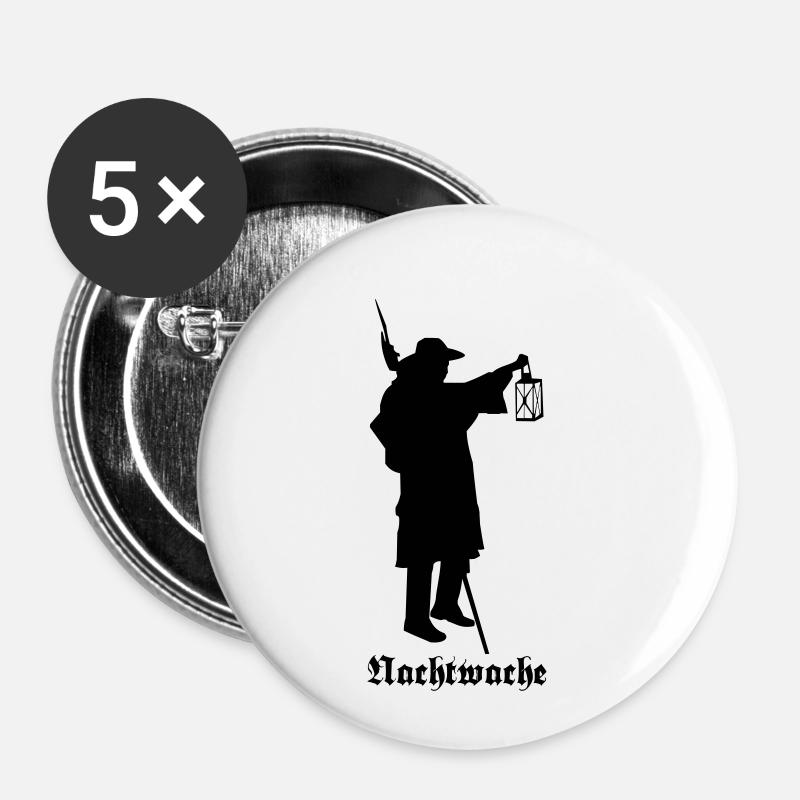 Garde de nuit - Lot de 5 petits badges (25 mm) - blanc