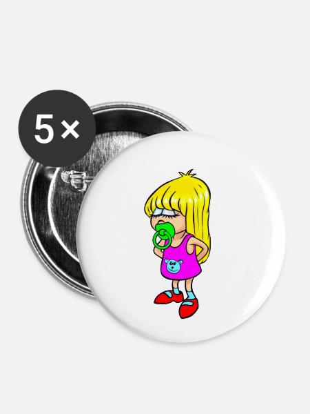 Kind mit Schnuller - Buttons klein 25 mm (5er Pack) - Weiß