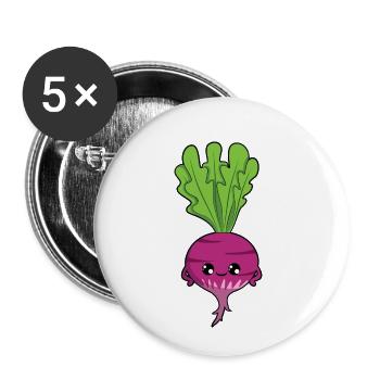 Steckrübe Rübe - Buttons klein 25 mm (5er Pack) - Weiß - Vorne