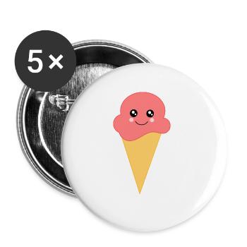 Eis Eiscreme Erdbeereis - Buttons klein 25 mm (5er Pack) - Weiß - Vorne