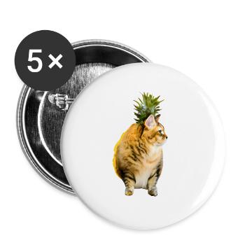 Kawaii Ananas-Katze - Buttons klein 25 mm (5er Pack) - Weiß - Vorne