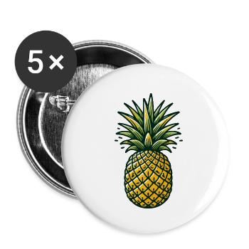 ANANAS TROPEN FRUCHT OBST COCKTAIL PINA COLADA - Buttons klein 25 mm (5er Pack) - Weiß - Vorne