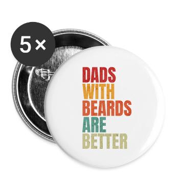 Les papas avec des barbes sont meilleurs mode paternité drôle - Lot de 5 petits badges (25 mm) - blanc - Devant
