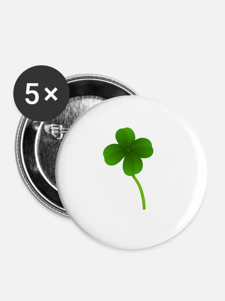 Kleeblatt - Buttons klein 25 mm (5er Pack) - Weiß