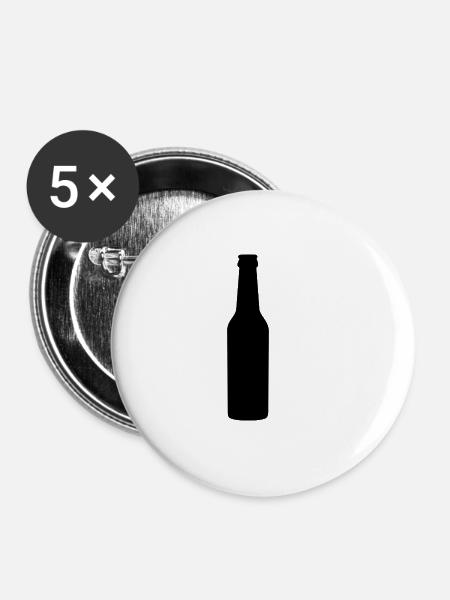 0,33 Bierflasche - Buttons klein 25 mm (5er Pack) - Weiß