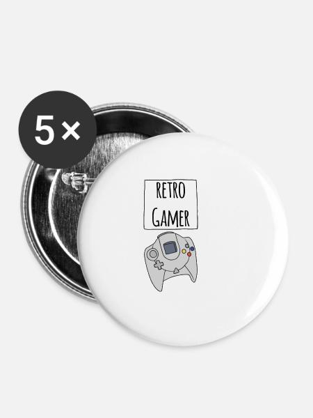 Gamer Retro DC - Buttons klein 25 mm (5er Pack) - Weiß