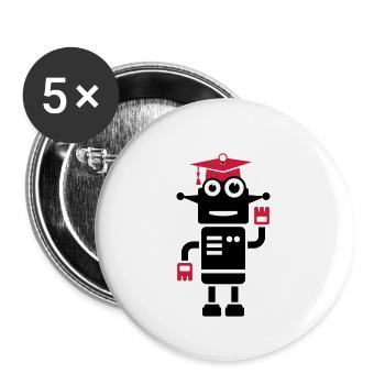 Robot with doctor's hat Gift for promotion - Buttons small 1''/25 mm (5-pack) - white - Front