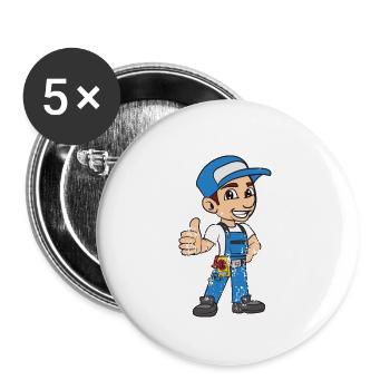Retro Vintage Grunge Style Electrician - Buttons small 1''/25 mm (5-pack) - white - Front