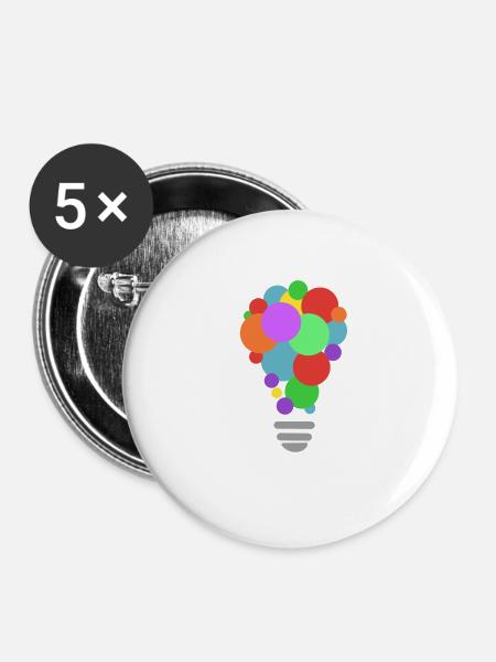 CREATIVITY lightbulb with white print - Buttons klein 25 mm (5er Pack) - Weiß