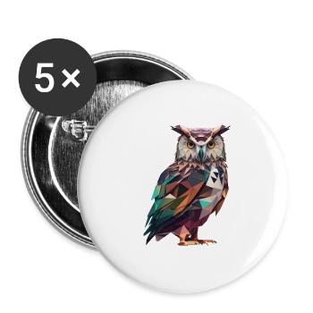 Magnificent Polygon Owl – Bird Art - Buttons small 1''/25 mm (5-pack) - white - Front