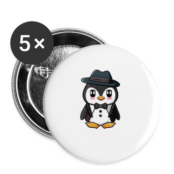Penguin with hat - Buttons small 1''/25 mm (5-pack) - white - Front