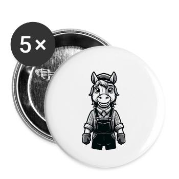 Éleveur de chevaux mignon - Lot de 5 petits badges (25 mm) - blanc - Devant