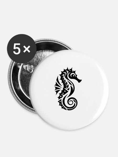 Schwimmtraining Wasser Seepferdchen - Buttons klein 25 mm (5er Pack) - Weiß