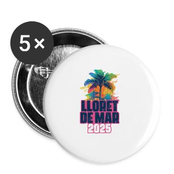 Lloret De Mar 2025 Holiday Palm Trees - Buttons small 1''/25 mm (5-pack) - white - Front