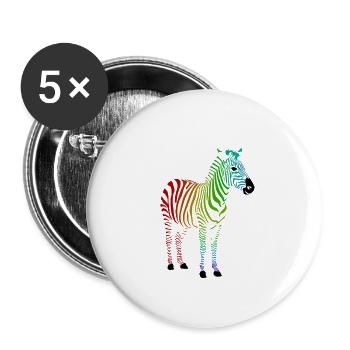 Zebra with colorful rainbow stripes - Buttons small 1''/25 mm (5-pack) - white - Front