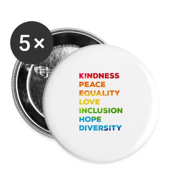 Gentillesse Égalité Amour LGBTQ Arc-en-ciel Fl - Lot de 5 petits badges (25 mm) - blanc - Devant