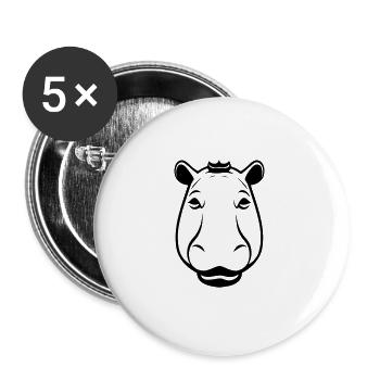 hippopotamus - Buttons small 1''/25 mm (5-pack) - white - Front