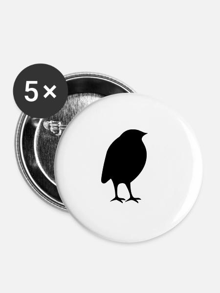 Vögelchen - Buttons klein 25 mm (5er Pack) - Weiß