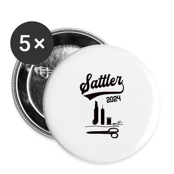 Sattler 2024 Beruf Sattlerei Lehre Lehrling - Buttons klein 25 mm (5er Pack) - Weiß - Vorne