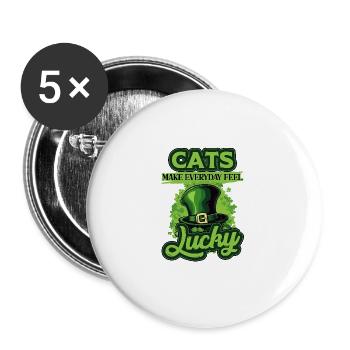 Les chats font en sorte que tous les jours se sentent chanceux la Saint-Patrick - Lot de 5 petits badges (25 mm) - blanc - Devant
