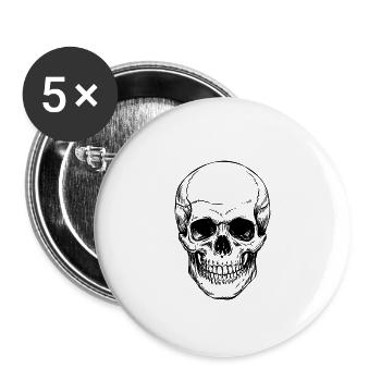 Schädel - Buttons klein 25 mm (5er Pack) - Weiß - Vorne