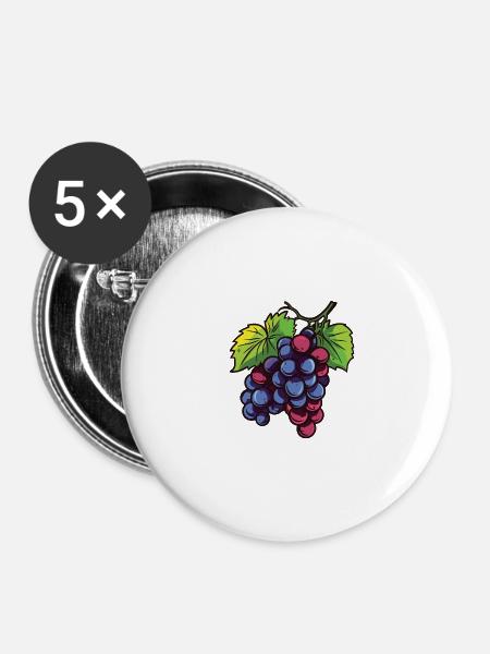 Weintrauben - Buttons klein 25 mm (5er Pack) - Weiß