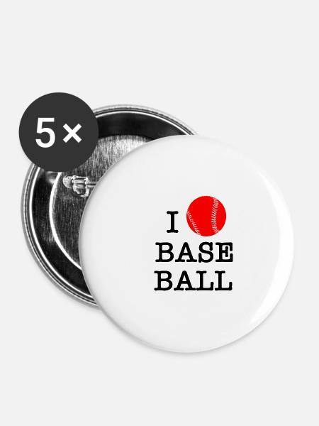 Ich liebe Baseball - Buttons klein 25 mm (5er Pack) - Weiß