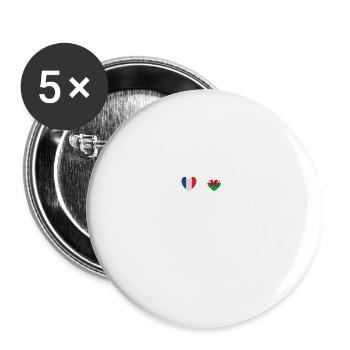 Frankreich und Wales Walisische Fahne Flaggen - Buttons klein 25 mm (5er Pack) - Weiß - Vorne