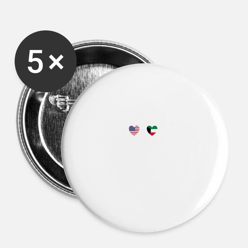 Drapeaux des États-Unis et du Koweït - Lot de 5 petits badges (25 mm) - blanc