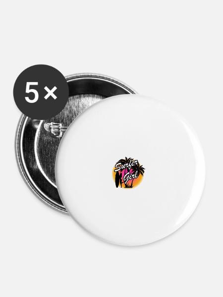 Surfer Girl Beach Beach Summer Sun Summer - Buttons small 1''/25 mm (5-pack) - white