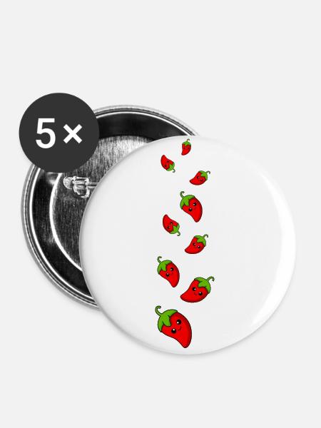 Chilli Comic - Buttons klein 25 mm (5er Pack) - Weiß