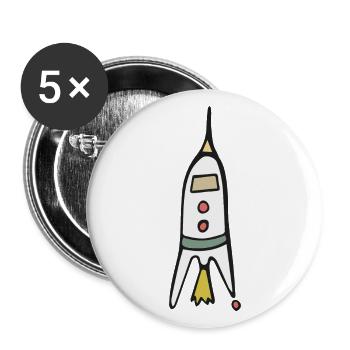 Lancement de fusée spatiale - Lot de 5 petits badges (25 mm) - blanc - Devant