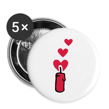 Heart Candle 2 - Buttons small 1''/25 mm (5-pack) - white - Front