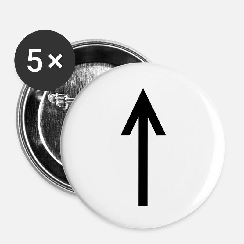 flèche - Lot de 5 petits badges (25 mm) - blanc