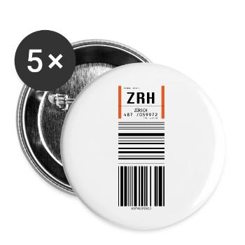 ZRh - Flughafen Zürich - Buttons klein 25 mm (5er Pack) - Weiß - Vorne