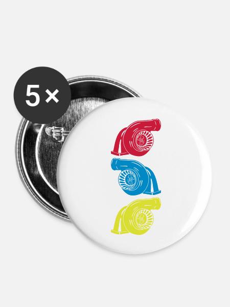 Turbo 3 er - Buttons klein 25 mm (5er Pack) - Weiß